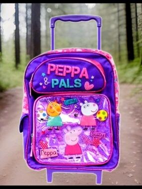 New Peppa Pig And Pals Large Rolling Backpack